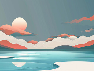 serene lake at sunset