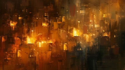 Naklejka premium Diwali diyas and lanterns inspire warm hues of amber and gold in darkness backdrop