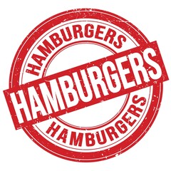 HAMBURGERS text written on red round stamp sign
