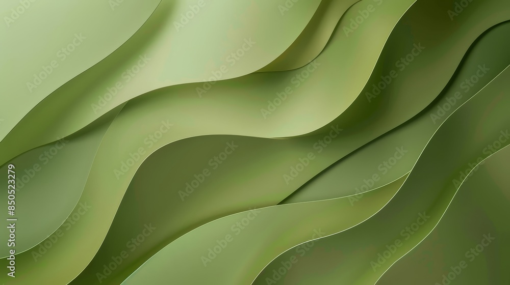 Poster flowing green abstract wave background - digitally created flowing abstract waves in various shades 