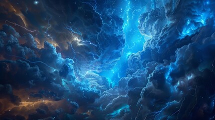 Billowing clouds and lightning reflecting Black Friday excitement backdrop
