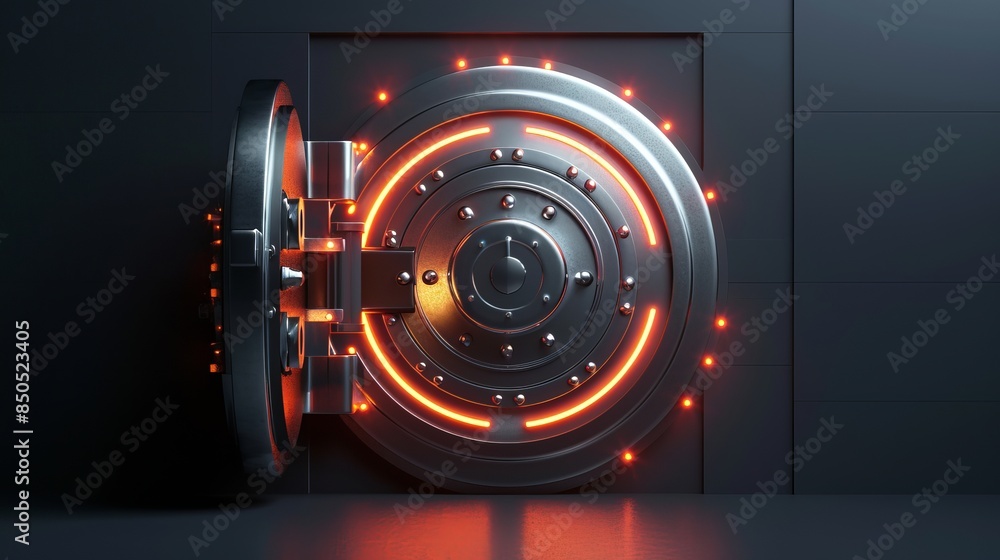 Poster secure your savings with this realistic 3d vault icon. protect your money with this high-quality dig