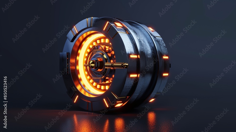 Poster secure your savings with this realistic 3d vault icon. protect your money with this high-quality dig
