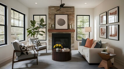 living room interior, Generative AI