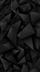 Fototapeta premium Abstract Black Geometric Shapes Background, Dark Polygonal Pattern, 3D Triangular Design 