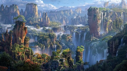 Obraz premium Natural beauty with waterfalls subtly nodding to Black Friday backdrop