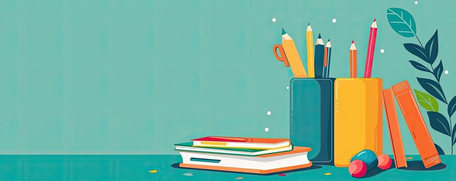 Course syllabus flat design side view education cartoon drawing Triadic Color Scheme