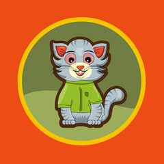 Vector illustrations of a Happy cat wearing a T-shirt - Colorful and editable