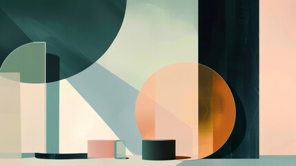 Soft pastel tones and gradients in minimalist intersecting lines and shapes elegant