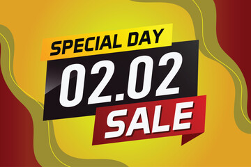 2.2 Special day sale word concept vector illustration with ribbon and 3d style for use landing page, template, ui, web, mobile app, poster, banner, flyer, background, gift card, coupon

