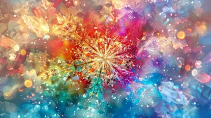 Vibrant colors dancing against frosty backdrop invoking joyous Christmas