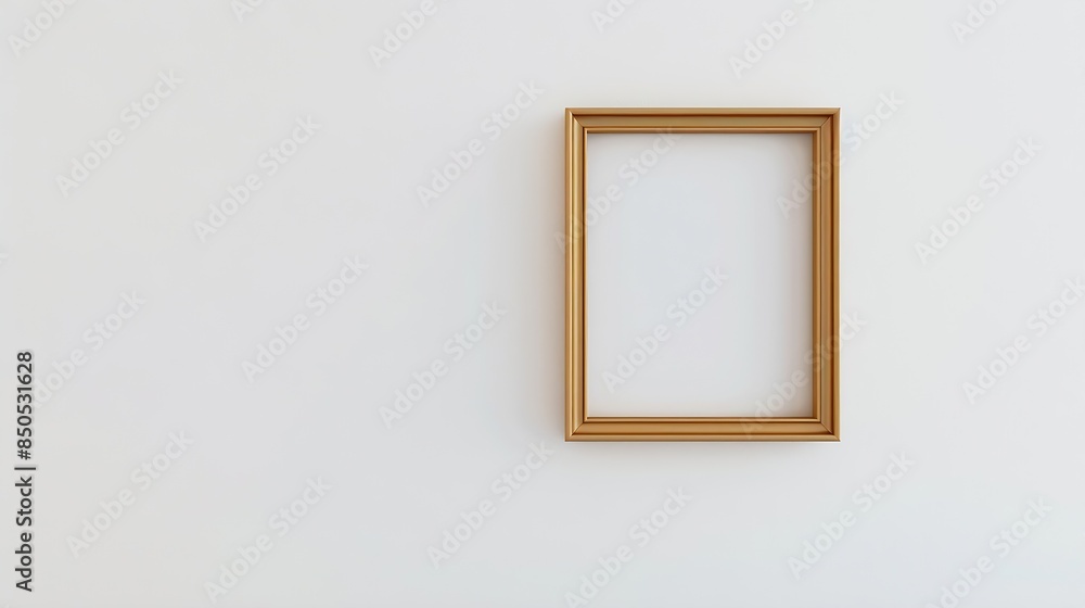 Poster empty picture frame on white wall background with copy space : generative ai