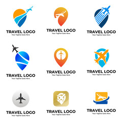 Set of Pin map illustration for travel icon logo design