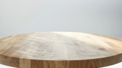 Empty beautiful round wood table  top counter on  interior in clean and bright with shadow background Readywhite background for product montage : Generative AI