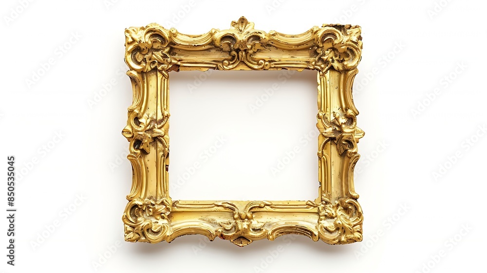 Poster the antique gold frame isolated on the white background clipping path included for design : generati