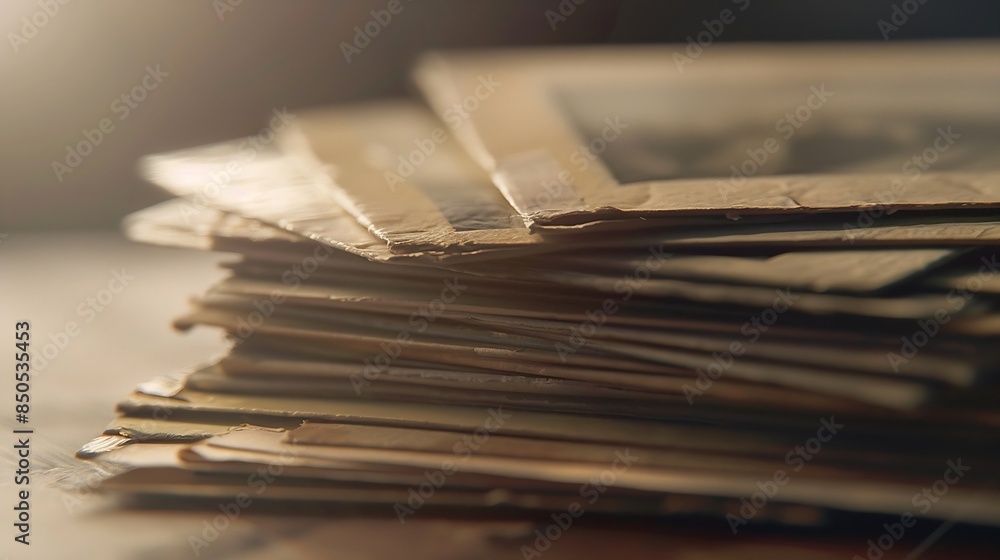 Poster Stack of old photos with clipping path for the inside : Generative AI