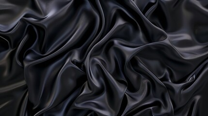 Fototapeta premium Black gray satin dark fabric texture luxurious shiny that is abstract silk cloth panorama background with patterns soft waves blur beautiful : Generative AI