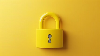 Fototapeta premium Yellow padlock icon with keyhole and shackle, 3d realistic design