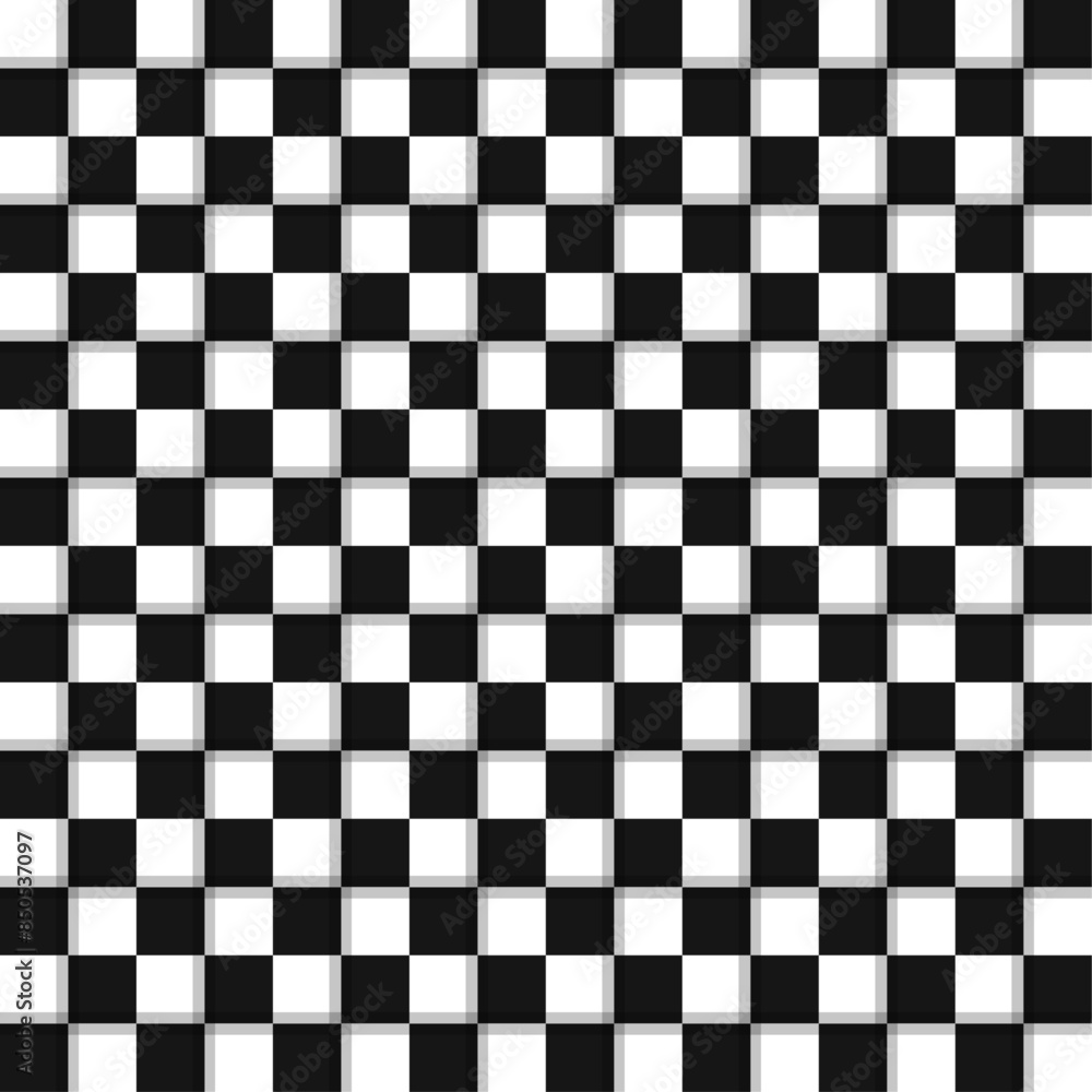 Poster Checkered background with shadow around the edges. Simple checkerboard background texture.