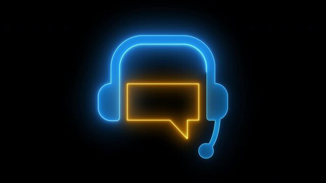 Customer service. Call center landing page. Online support center, assistance. Communication network, Business and technology concept. Animation of headphone icon isolated on transparent background.