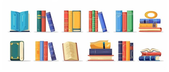 A illustration of organized row of books in a school library, offering a wealth of information and imagination. Encourages academic pursuits and intellectual growth