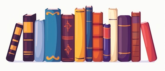 A illustration of organized row of books in a school library, offering a wealth of information and imagination. Encourages academic pursuits and intellectual growth