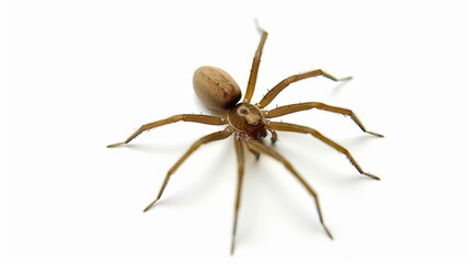 Creepy brown spider with long hairy legs on a white background, perfect for halloween designs