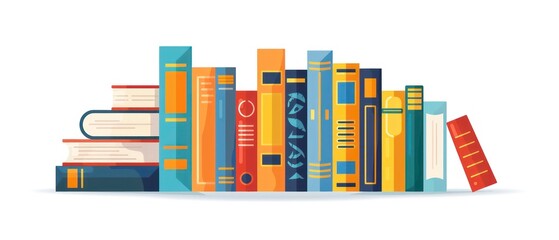 A illustration of organized row of books in a school library, offering a wealth of information and imagination. Encourages academic pursuits and intellectual growth