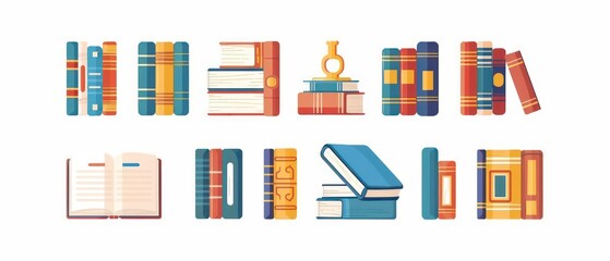 A illustration of organized row of books in a school library, offering a wealth of information and imagination. Encourages academic pursuits and intellectual growth