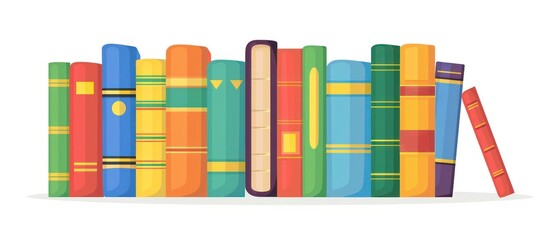 A illustration of organized row of books in a school library, offering a wealth of information and imagination. Encourages academic pursuits and intellectual growth