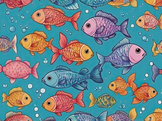 Fototapeta premium Colorful fish swim in a tank filled with aquatic plants