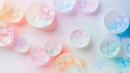 Pastel Circles with Soft Color Gradient - A background of pastel colors with overlapping translucent circles filled with colored dots creates a gentle, dreamy atmosphere.