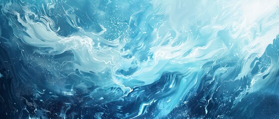 Obraz premium abstract illustration of blue waves and smoke-like textures, blending light and pattern to create an intriguing wallpaper design