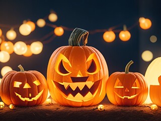 Halloween pumpkins with lights