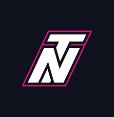 NT merged logo nt letter Pink outline mascot style elegant design