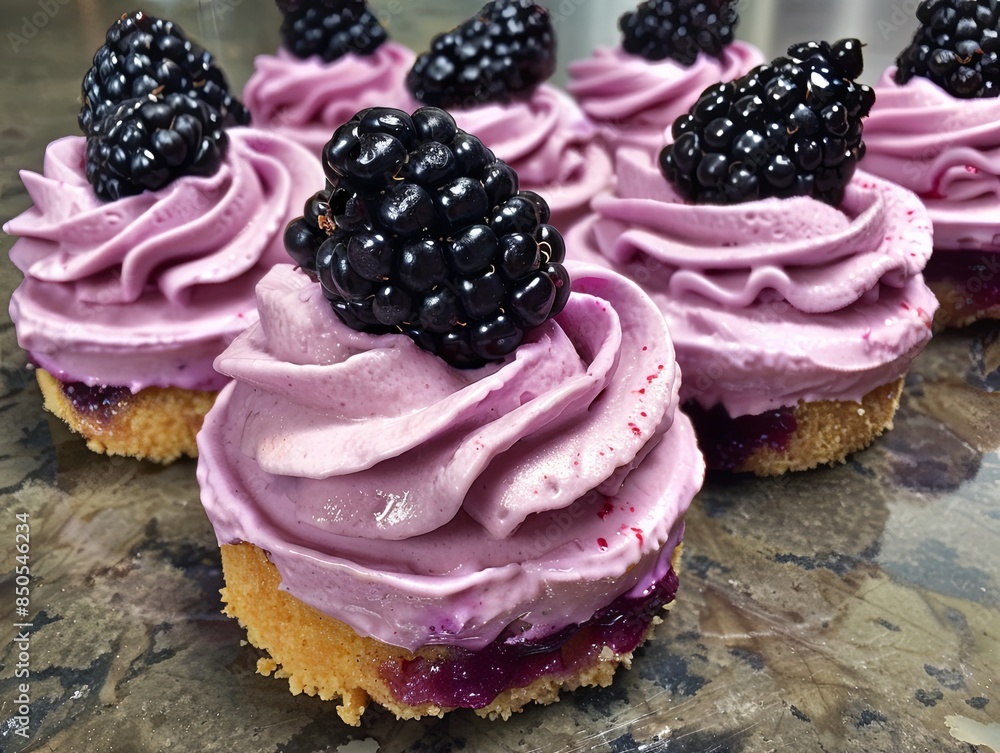 Sticker Mini Blackberry Cheesecakes Top with blackberry