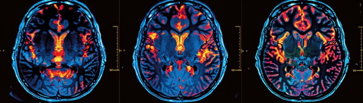 Brain MRI with highlighted areas