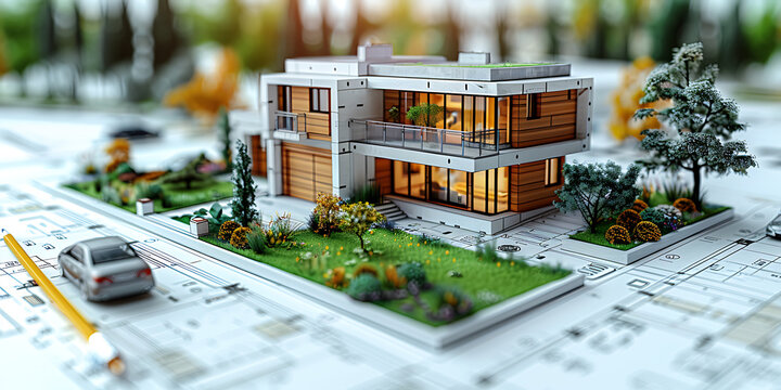 Superbe photo d'un plan pour achitecte