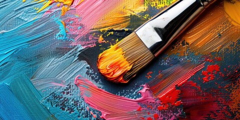 Fototapeta premium The art of painting with brushes and vibrant colors, capturing the essence of creative expression.