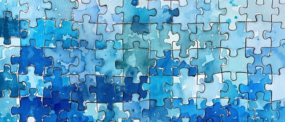The blue puzzle pieces coming together symbolizing teamwork and collaboration, forming a cohesive pattern towards business success