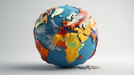 Bright and vibrant earth globe with visible cracks