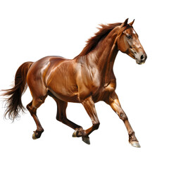 Obraz premium Stunning chestnut horse in motion, perfect for equestrian themes and nature backgrounds. 