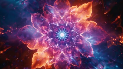 Abstract Flower Mandala in Purple and Orange