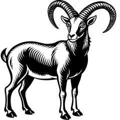 black and white goat silhouette vector illustration