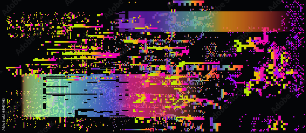 Poster Vector illustration of gloomy visual disturbances with the effect of backlight bleeding and visual noise.