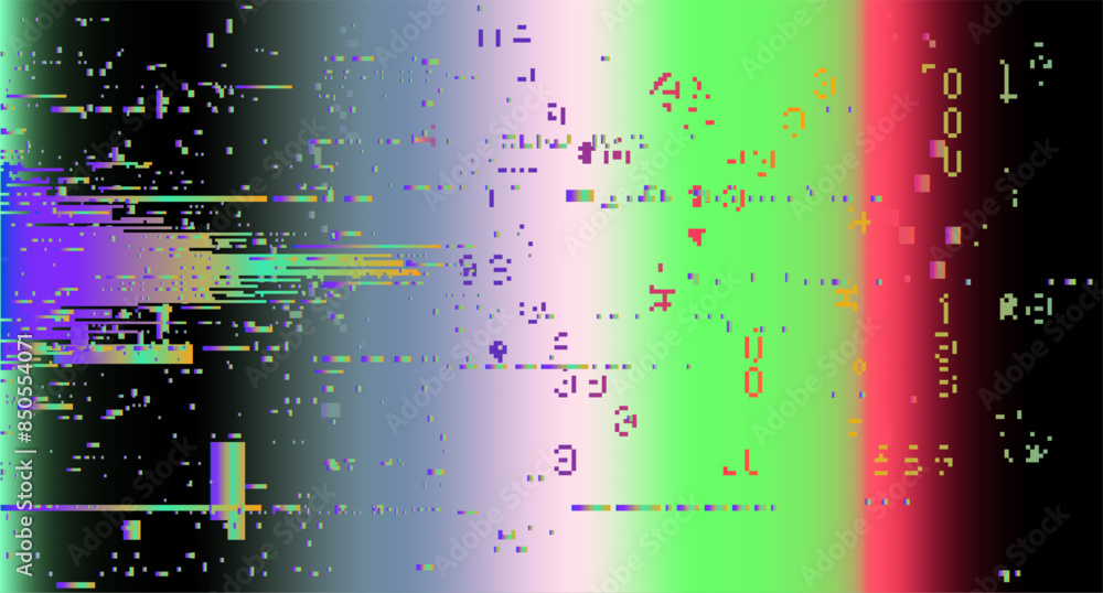Poster Vector illustration of gloomy visual disturbances with the effect of backlight bleeding and visual noise.
