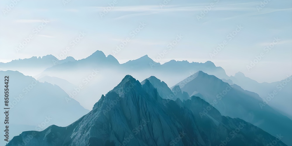 Poster create abstract artwork of powerful mountain range with rugged peaks and cliffs. concept mountain ra