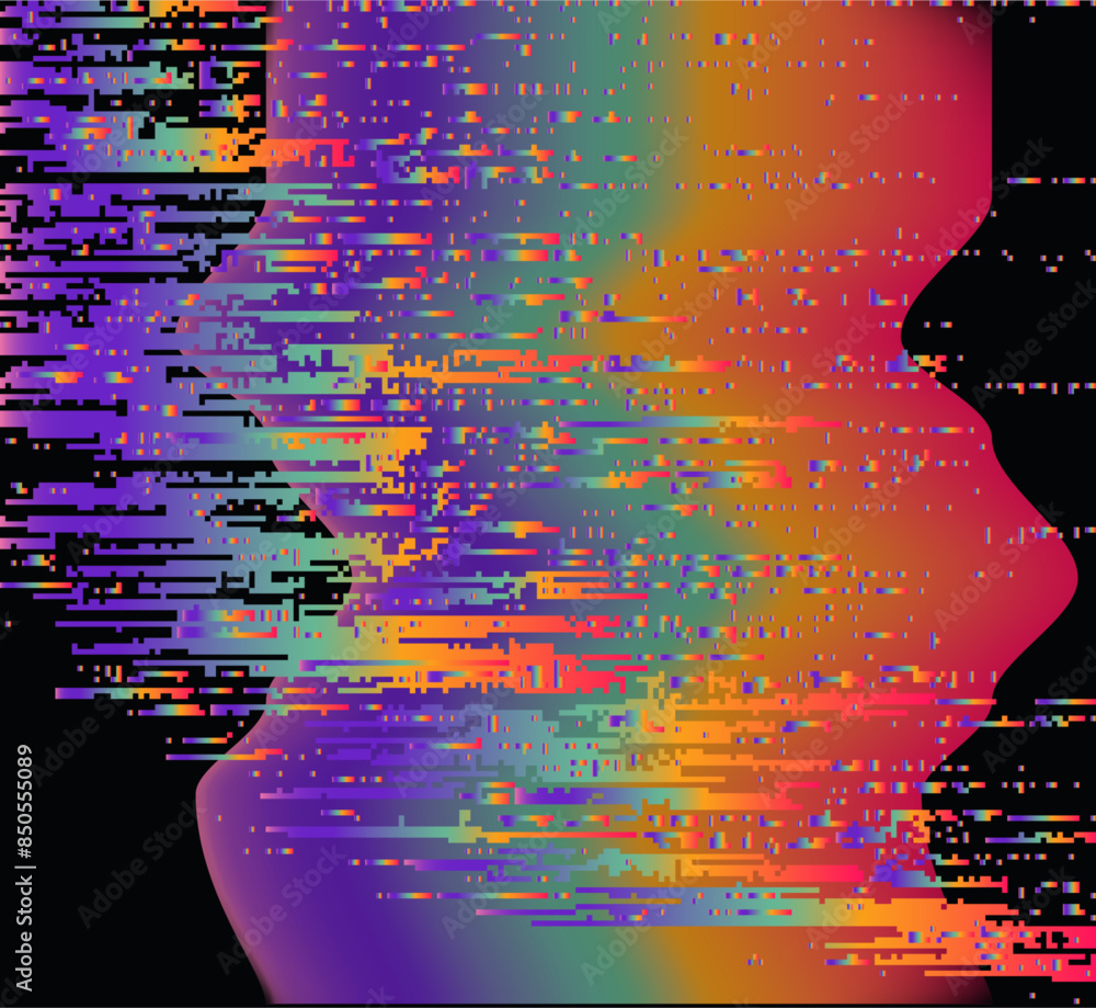 Aufkleber Vector illustration of gloomy visual disturbances with the effect of backlight bleeding and visual noise.