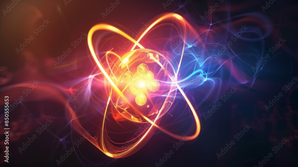 Poster a glowing orb with a red and blue swirl around it