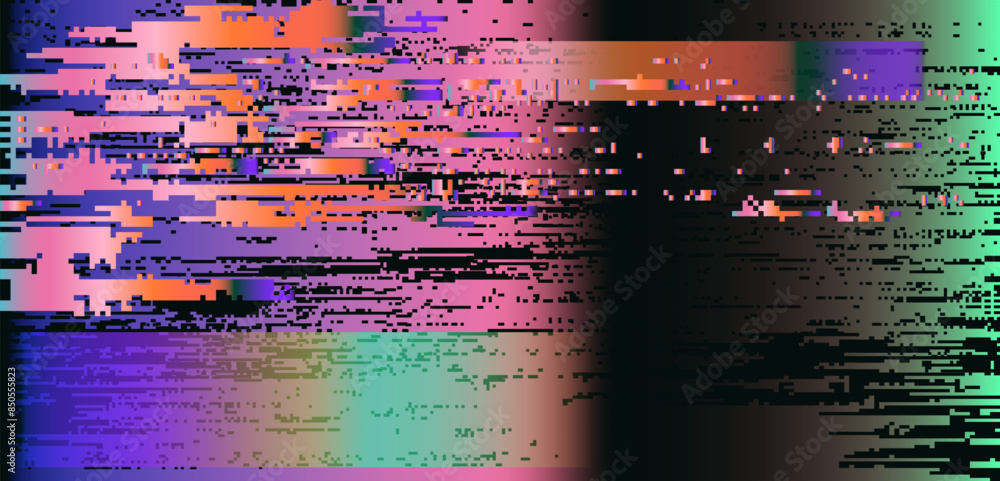 Poster Vector illustration of gloomy visual disturbances with the effect of backlight bleeding and visual noise.
